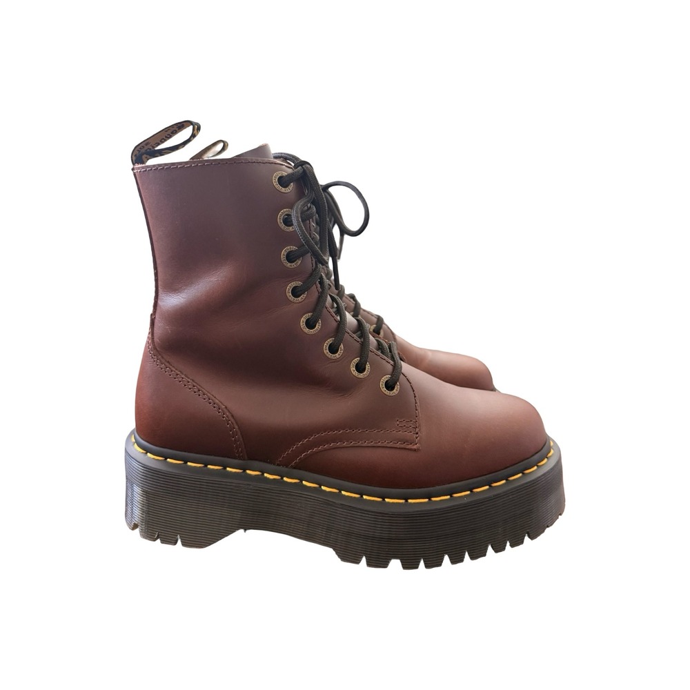 Dr Martens Jadon Platform Boots Brown Leather Classic Zip Womens 7 38 EU - Picture 9 of 13